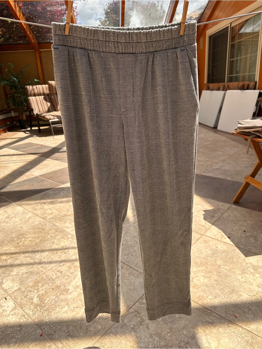 Women’s Grey Plaid Stretch Dress Pants